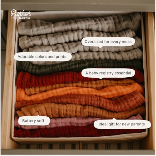 Parker Baby Co. Large 100% Cotton Muslin Burp Cloths, soft burping cloths - Image 5