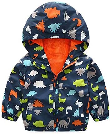 Boys' Hooded Dinosaur Jacket Windbreaker Outerwear by Banibear