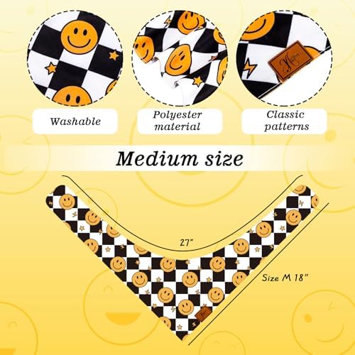 JarThenaAMCS 2Pcs Choose Happy Smile Face Dog Bandana Boho Black White - Image 2