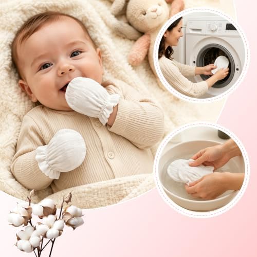 8Pack Newborn Baby Muslin Mittens No Scratch Elastic Wrist Soft Gloves Bulk - Image 5