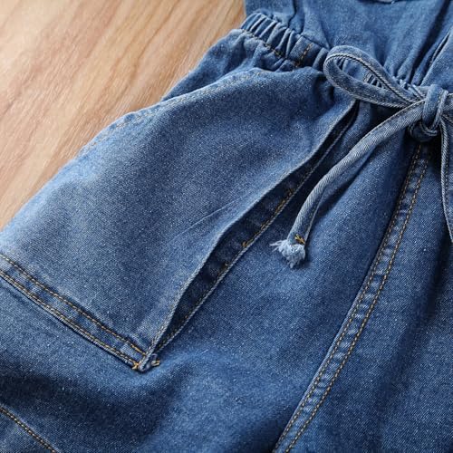 Baby Girl Denim Outfit Button Romper Jean Jumpsuit Shorts Overalls Toddler - Image 7