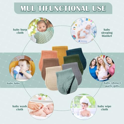 Frienda 8 Pack Muslin Burp Cloths - Image 4