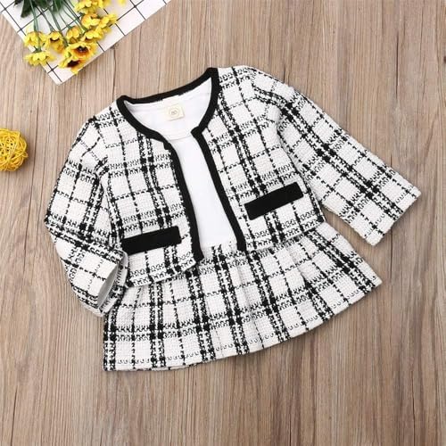 Toddler Kids Baby Girls Plaid Skirt Set Cardigan Jacket Coat + Tutu Dress Set - Image 3