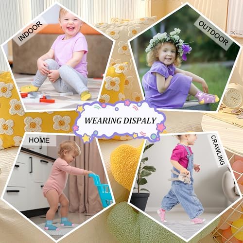SkiBeaut Baby Toddlers Girls Socks, 12 Pairs Non Slip Kids Grips Toddler Grippy - Image 4