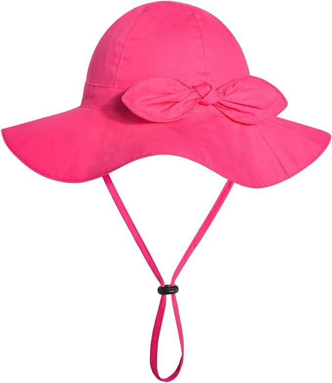 Baby Girl Sun Hat with UPF 50+ Outdoor Adjustable Beach Hat with Wide Brim by DANMY