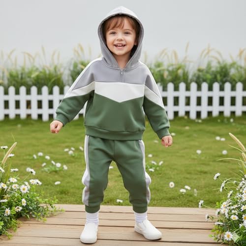Infant Baby Boy Fall Winter Clothes Outfit Hooded Long Sweatshirt Pant Set - Image 4