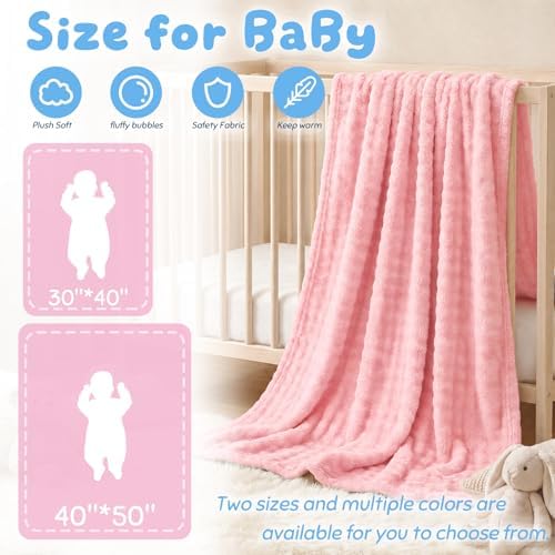 Pink Fleece Baby Blanket, Soft Cozy Baby Blankets - Image 4