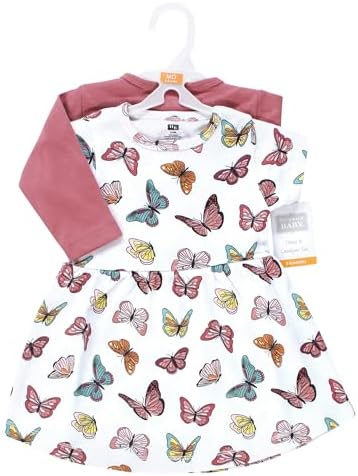 Hudson Baby Infant and Toddler Girls Cotton Dress and Cardigan Set - Image 2