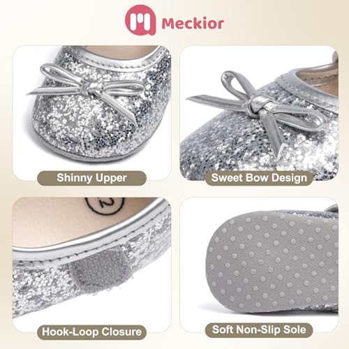 Meckior Infant Baby Girls Soft Sole Bowknot Princess Wedding Dress Mary Jane - Image 5
