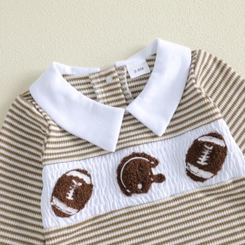 Bagilaanoe Newborn Baby Boy Footie Romper Waffle Knit Outfit Fall Jumpsuit | - Image 4