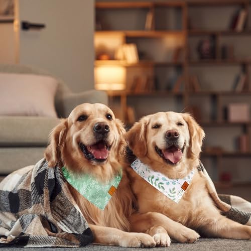 JarThenaAMCS 2Pcs Boho Dog Bandanas Sage Green Eucalyptus Leaves Triangle - Image 7