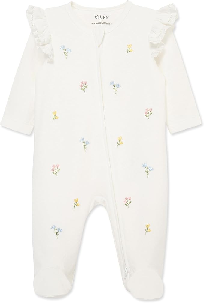 Little Me Clothes for Baby Girls' 100% Cotton Scratch-Free Tag Footie Sleeper by LittleMeChildrensApparel