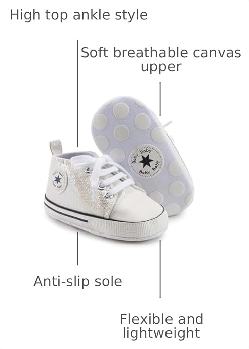 Unisex Baby Girls Boys Canvas High-top Shoes, Newborn Infant Anti-Slip Soft - Image 3