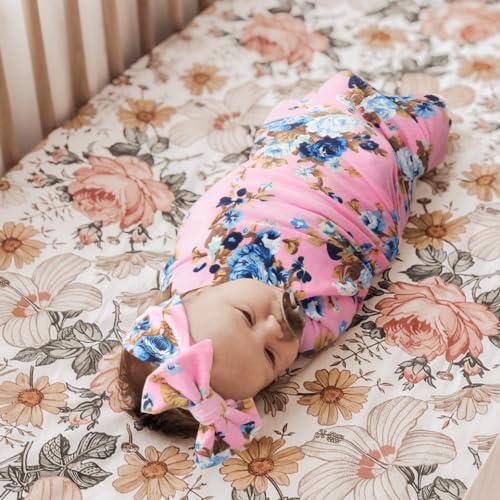 DRESHOW BQUBO Baby Girl Newborn Floral Receiving Blankets - Image 6