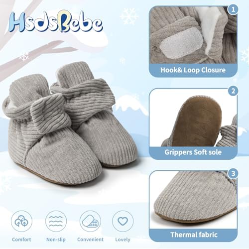 HsdsBebe Unisex Newborn Baby Cotton Booties Non-Slip Sole - Image 5