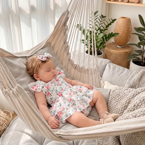 Newborn Baby Girls Summer Clothes Ruffle Sleeveless Pleated Smocked Bubble - Image 4