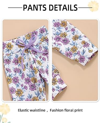 oklady Baby Girl Clothes, Hoodie Tops Floral Pant - Image 4