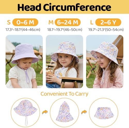 Toddler Bucket Hats UPF 50+ Baby Sun Hat Adjustable Kids Sun Protection Summer - Image 6