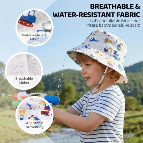 Toddler Bucket Hats UPF 50+ Baby Sun Hat Adjustable Kids Sun Protection Summer - Image 3