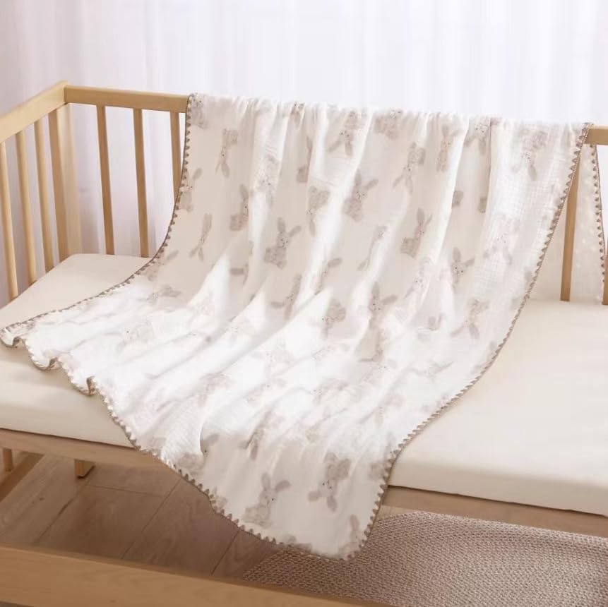 Baby Soft Muslin Thick Blanket Cotton and Dotted Backing Double Layer Receiving - Image 5