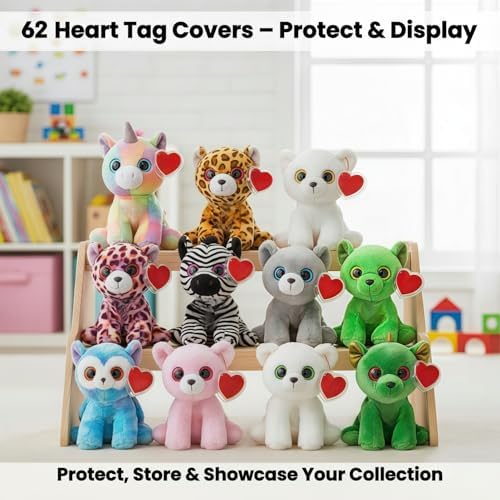 Beanie Baby Heart Tag Protectors 62 Pack – Clear Plastic Tag Covers - Image 6