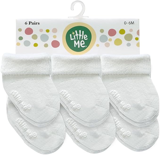 Little Me Baby Socks – 6-Pack Terry Turn Cuff Socks by LittleMeChildrensApparel