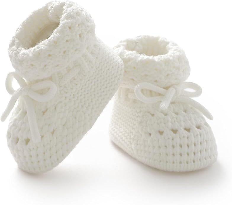 Baby Booties 100% Cotton Knitted Newborn First Cozy Warm Crib Shoes by Rebolly