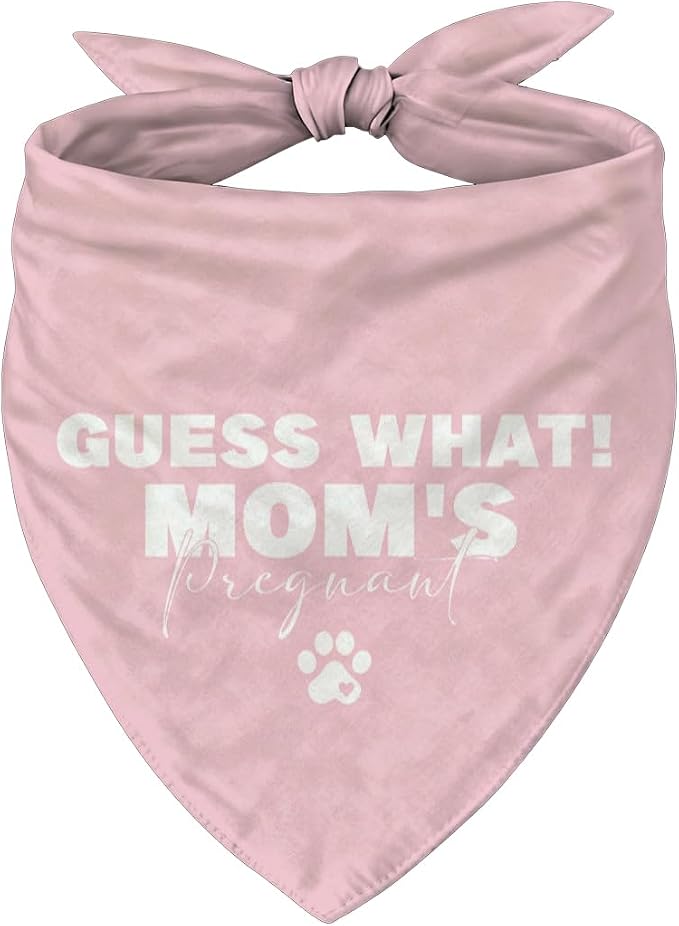 Guess What Moms Pregnant Dog Bandana, Adjustable Cotton Pet Scarf, Cute by Unknown