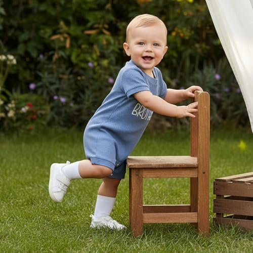 allshope Newborn Baby Boy Summer Outfit Romper Letter Embroidery Short Sleeve - Image 5