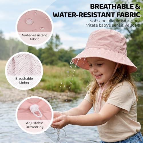 Toddler Bucket Hats UPF 50+ Baby Sun Hat Adjustable Kids Sun Protection Summer - Image 3