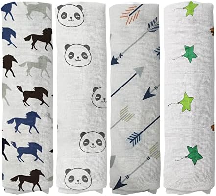100% Muslin Swaddle Blankets, Baby Swaddling Blankets by Rajlinen