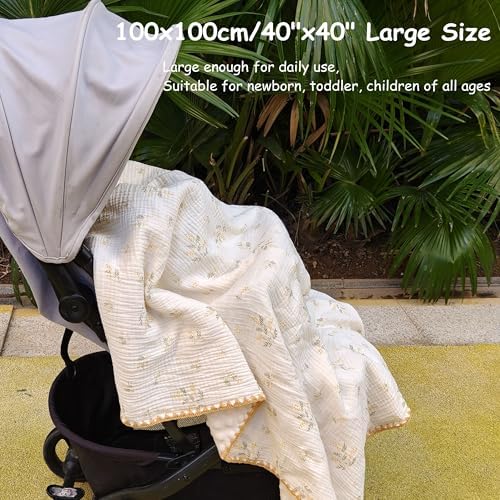 Baby Muslin Thick Blanket Double Layer Soft Neutral Receiving Blanket Crib - Image 4