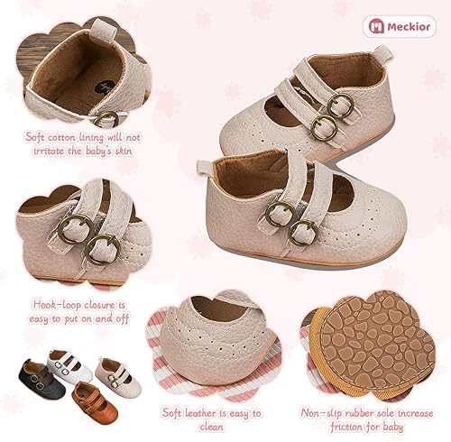 Meckior Infant Baby Girls Soft Sole Bowknot Princess Wedding Dress Mary Jane - Image 5