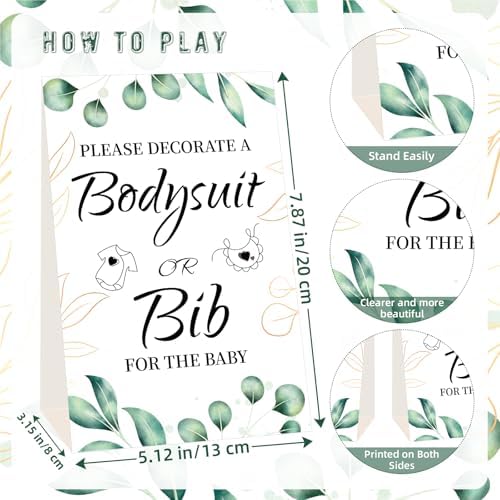 Bibs Bodysuits Baby Shower Game Sign Set Newborn Onesies Feeder Gift Fabric - Image 3
