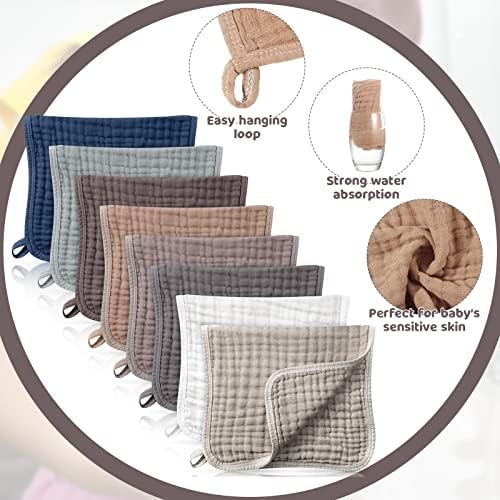 Remagr 8 Packs Muslin Burp Cloths Large 20" x 10", 6 Layers Unisex Baby - Image 2