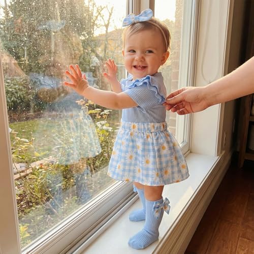 Giraropa Newborn Baby Girl Clothes Smocked Bubble Romper Dress + Socks + - Image 3