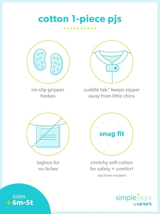 Simple Joys by Carter's Girls 3-pack Snug Fit Footed Cotton Pajamas - Image 4