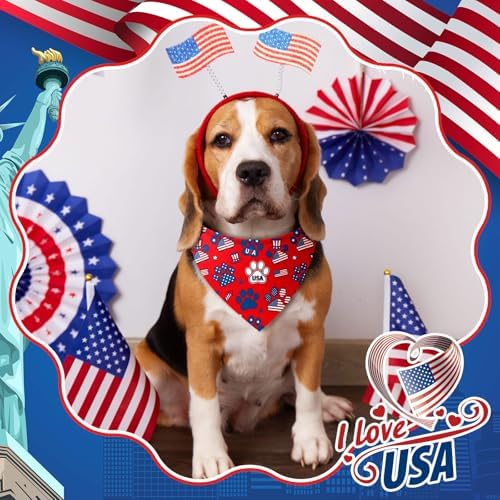 50 Pcs 4th of July Dog Bandanas Bulk Patriotic Paw Prints Pattern - Image 4