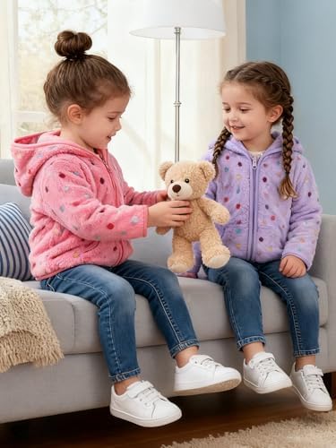 Toddler Baby Girl Fleece Jackets Fall Clothes Hooded Zip Fuzzy Coats - Image 3