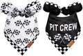 JarThenaAMCS 2Pcs Race Car Pit Crew Dog Bandana Black White Race Checkered Flag by JarThenaAMCS