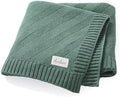Avibae Knitted Baby Throw Blanket, Solid Color Swaddling Receiving Blanket by B