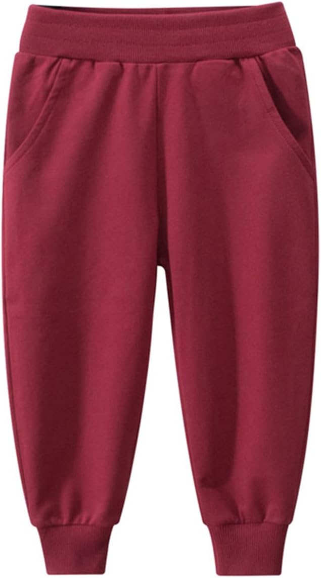 GFQLONG 2/3 Pack Toddler Pants Sweatpants Boys Cotton Joggers, Athletic Pull on Sweat Pants with Pockets for Kids Clothes