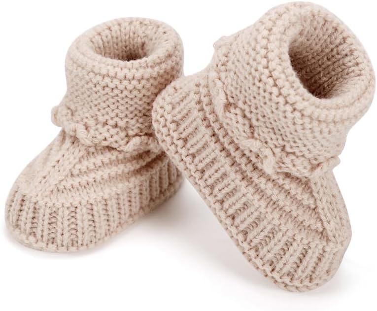 Baby Booties Newborn Hand Crochet Knit Cotton Bootie Cozy Warm Soft Sock Shoes by KARUNEL