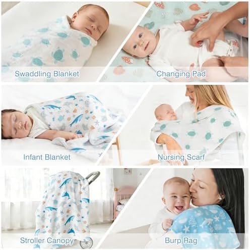 Baby Swaddle Blankets, Bamboo Muslin Receiving Blanket | 4-Pack, Lightweight & - Image 5