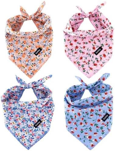 Dog Bandanas Spring Cotton Large 4PCS by Gofshy