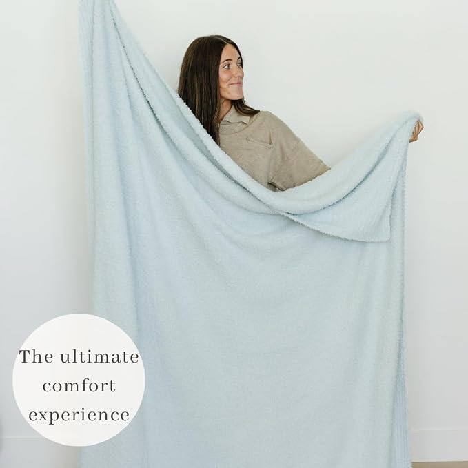 Saranoni Bamboni Oversized Blanket Soft Comfort Couch Bed Sky Blue X-Large | - Image 5