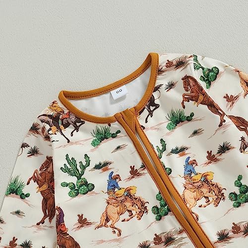 Western Baby Cowboy Clothes Neutral Zipped Fall Romper Outfit - Image 4