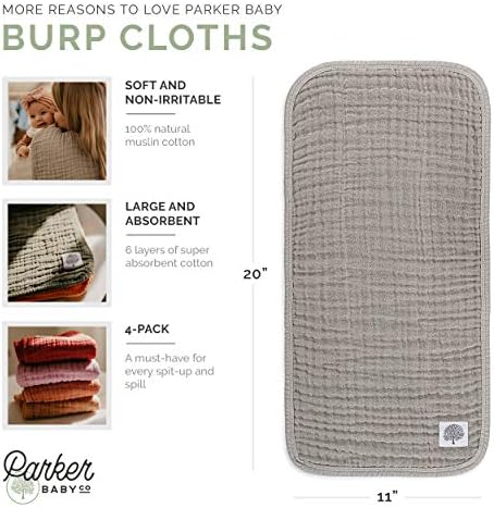 Parker Baby Muslin Burp Cloths | 100% Cotton Burping Clothes, Newborn Essential - Image 2