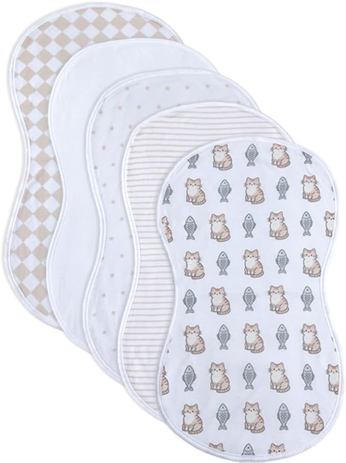 sleepyturtle Pack of 5, Baby Burp Cloths, Soft and Absorbent by sleepyturtle