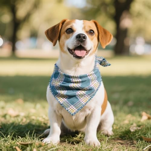 Double Layers Two Tones Dog Cotton Bandana Bibs Scarf DCB12 G&W - Image 3
